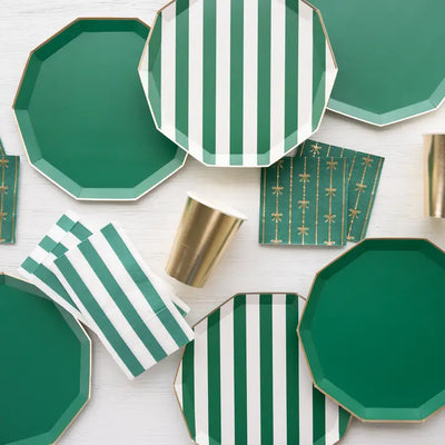 Emerald Green Signature Cabana Stripe Plates