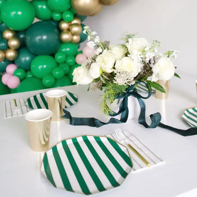 Emerald Green Signature Cabana Stripe Plates