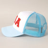 USA Chenille Patched Trucker Hat- Baby Blue
