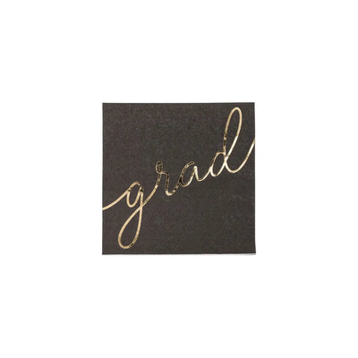 Gold Script Grad Paper Cocktail Napkin