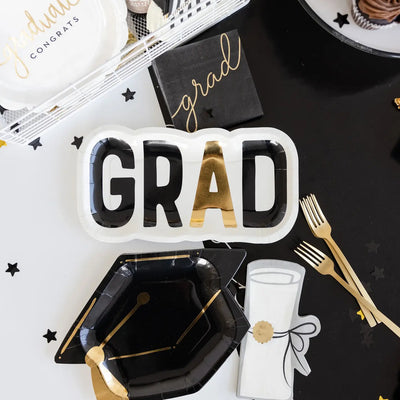 Gold Script Grad Paper Cocktail Napkin