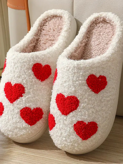 Small Hearts Valentine Gift Heart Fleece Warm Soft Slipper