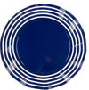 Navy Stripe Wavy Dinner Plate