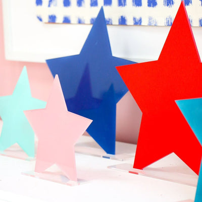 Acrylic 4th of July Star Set (Red-Strawberry-Pink)